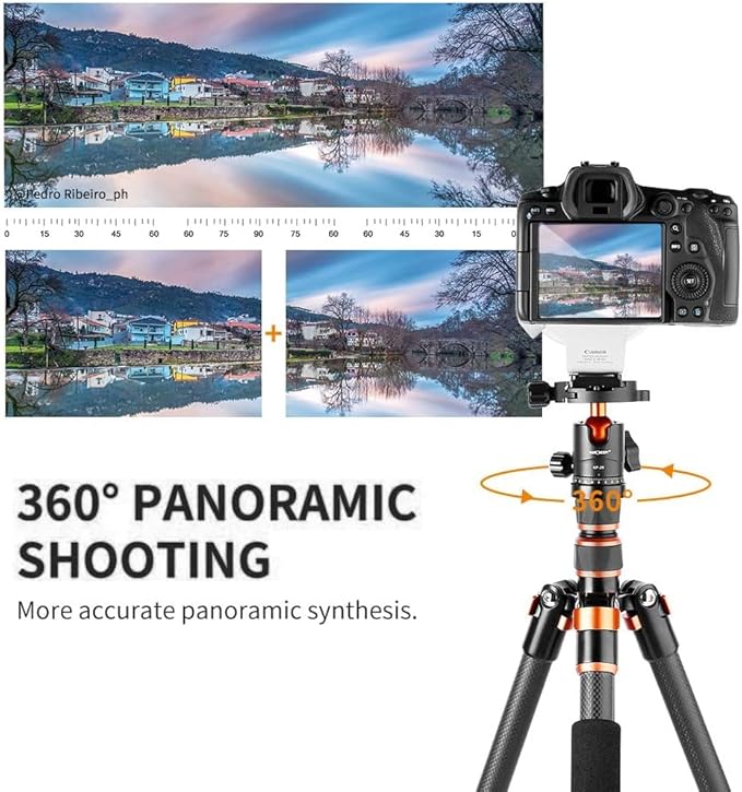 K&F Concept 60 inch Carbon Fiber Camera Tripod,Lightweight Compact Tripod with 360 Degree Ball Head,Quick Release Plate,Detachable Monopod 8KG Load Capacity for SLR DSLR C225C0+BH-25 (BA225) K&F Concept 60 inch Carbon Fiber Camera Tripod,Lightweight Compact Tripod with 360 Degree Ball Head,Quick Release Plate,Detachable Monopod 8KG Load Capacity for SLR DSLR C225C0+BH-25 (BA225)